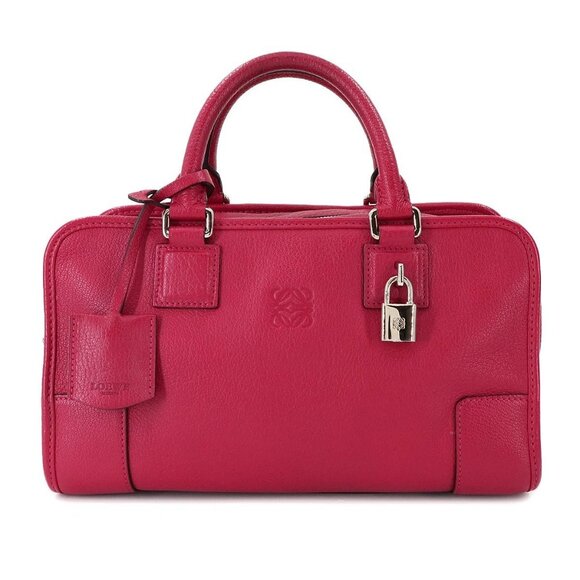 LOEWE Amazona 28 Hand Bag Leather Red Anagram Purse 90287611 - Picture 1 of 9